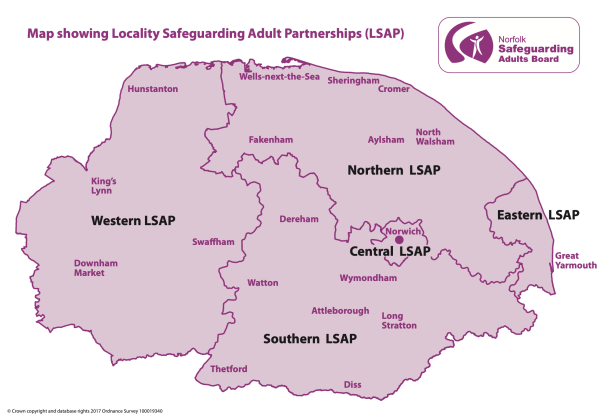 Map showing LSAP areas in the East of England
