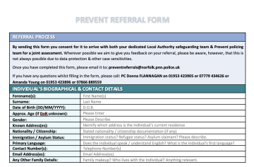NSAB Prevent Referral Form Screenshot